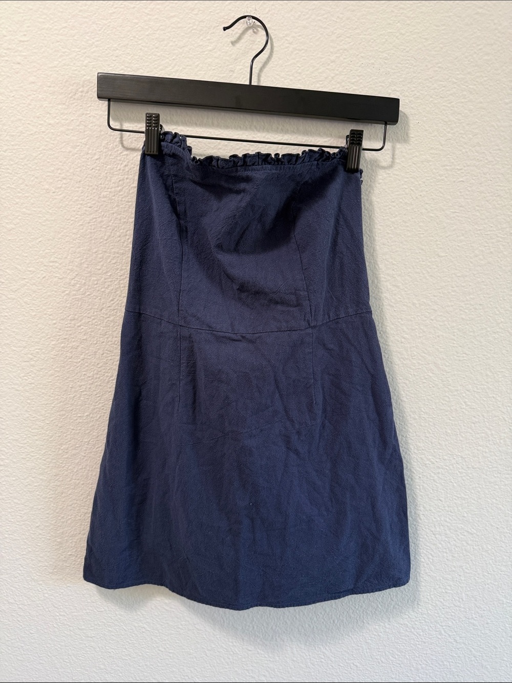 Lottie Moss Navy Strapless Smocked Back Mini Dress Size M